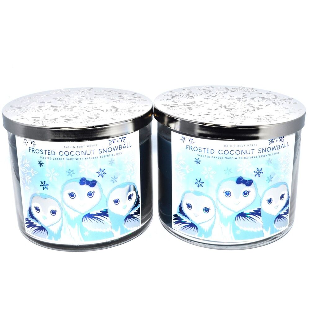 Bath & Body Works 3 Wick Candle FROSTED COCONUT SNOWBALL X2